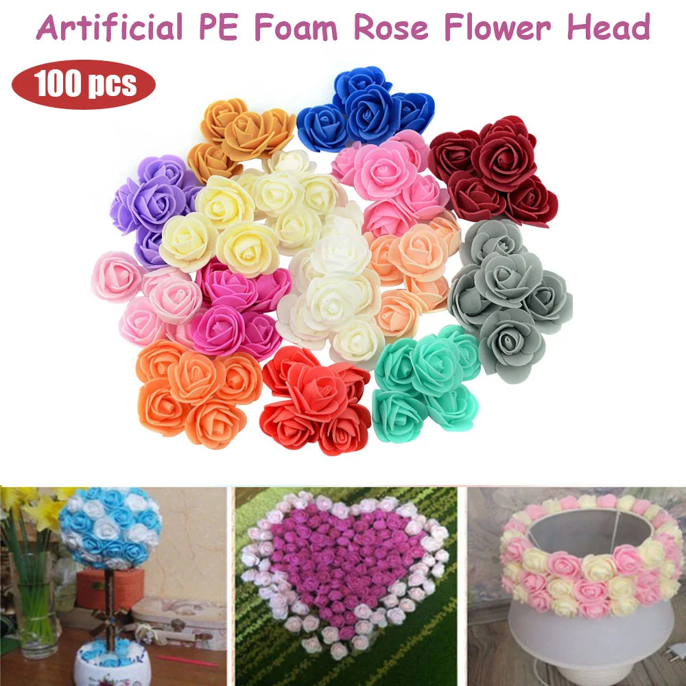 Mini Craft Wreath Flower Head Valentine's Day Bear Foam Rose Flower Party Supplies Wedding Decoration Artificial Flowers