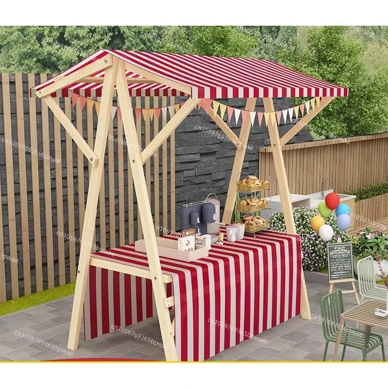 Custom Wooden Market Stall Rack Foldable Mobile Vending Cart Portable Snack Food Kiosk For Outdoor Street Vendor Stall Trolley