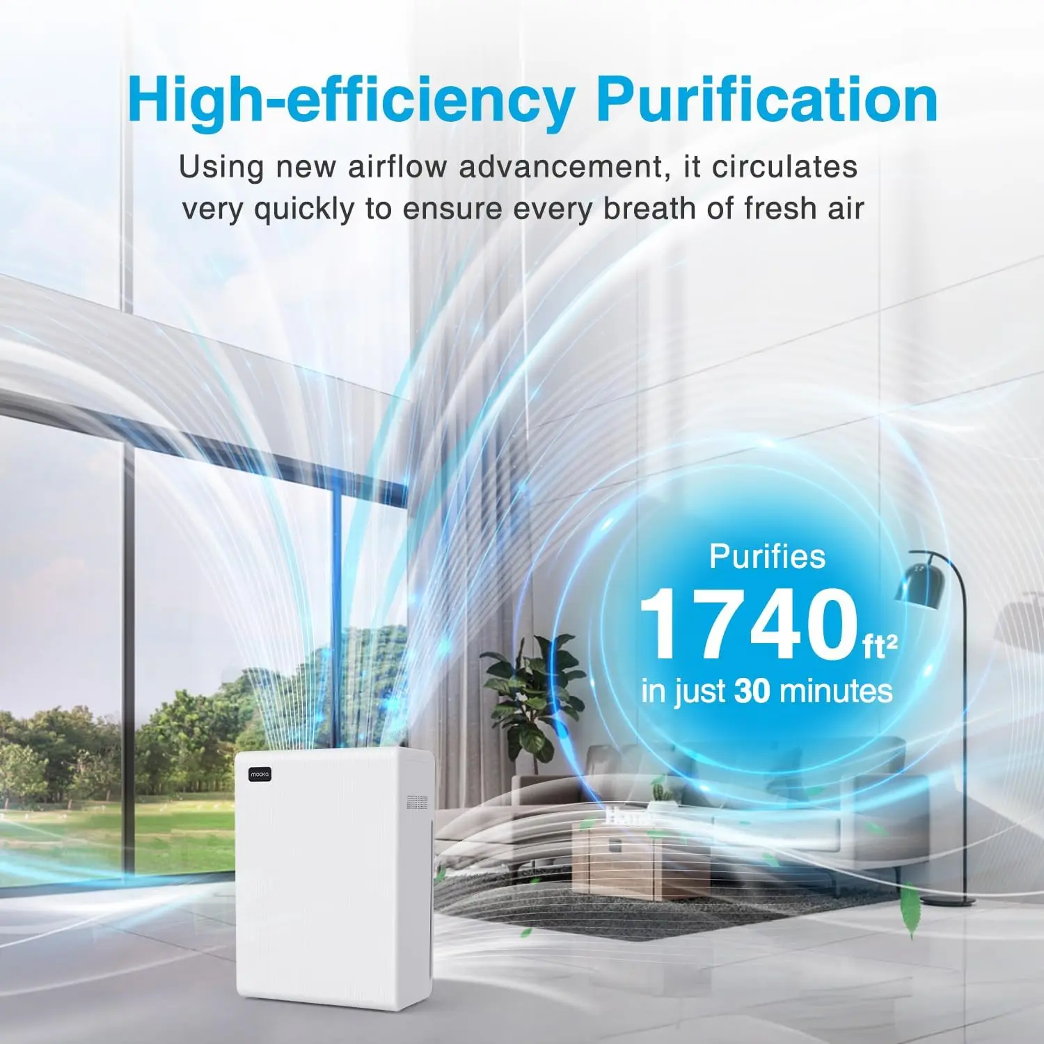 Air Purifiers for Home Large Room up to 1740ft², H13 HEPA Air Filter for Pets Hair Dander Smoke Pollen Dust, E-300L, White