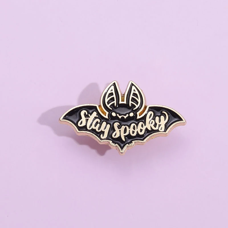 Stay Spooky Enamel Pins Dark Bat Halloween Punk Brooches Lapel Metal Badges Gothic Jewelry Gift For Women's Friend Free Shipping