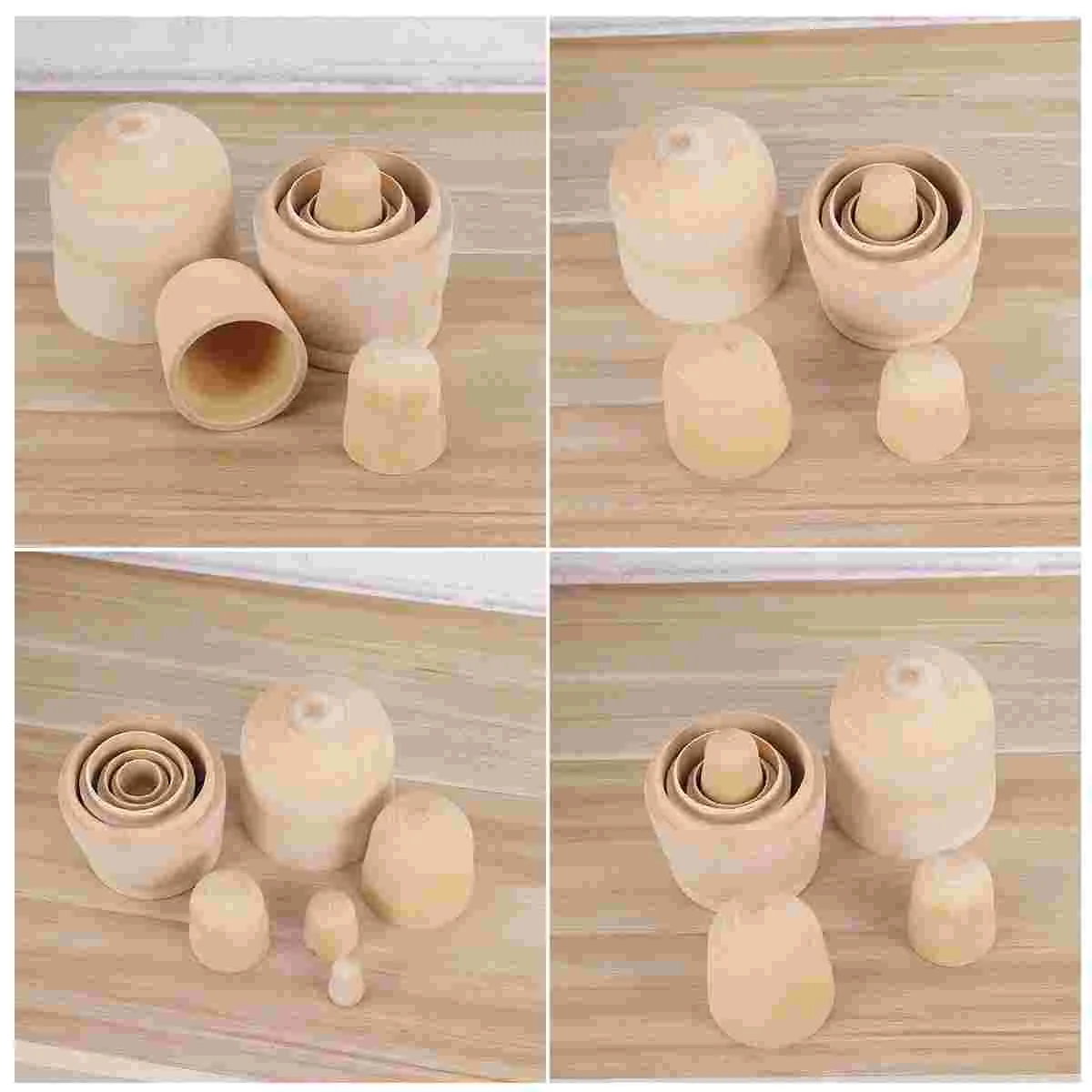 

5 Pcs Nesting Dolls Blank Russian Stacking Unpainted Toy DIY Matryoshka Christmas