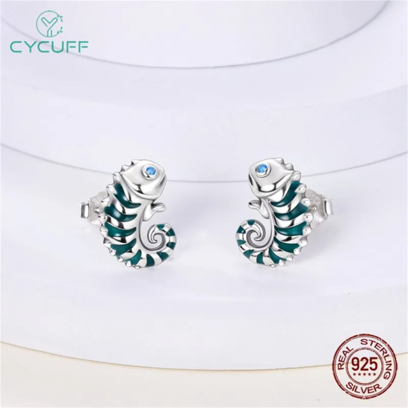 MISEFF 925 Sterling Silver Stud Earrings Temperature Sensing Chameleon Earrings For Wedding Engagement Party Birthday Gift