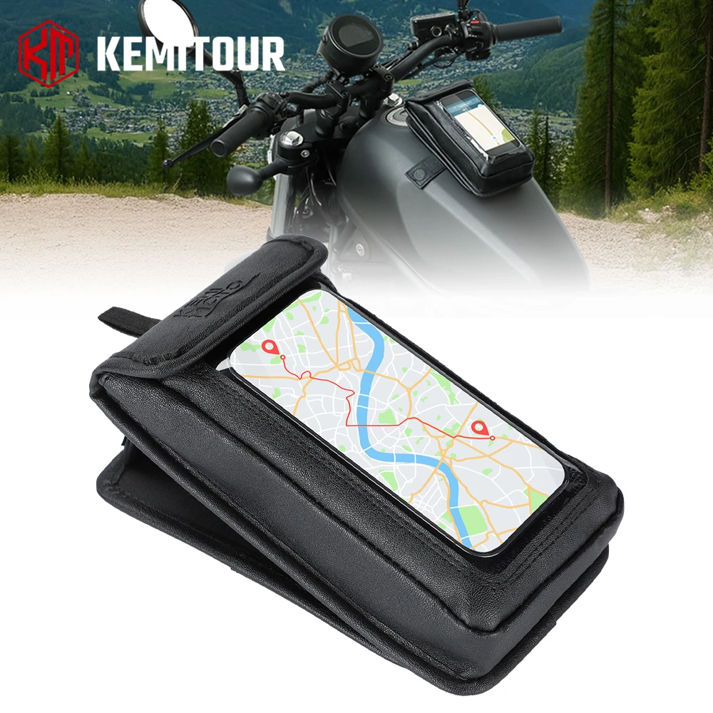 

Universal Magnetic Motorcycle Tank Bag Waterproof PU Leather Phone Bag for Cell Phones Up to 6.9 Inch Touchscreen Metal Gas Tank