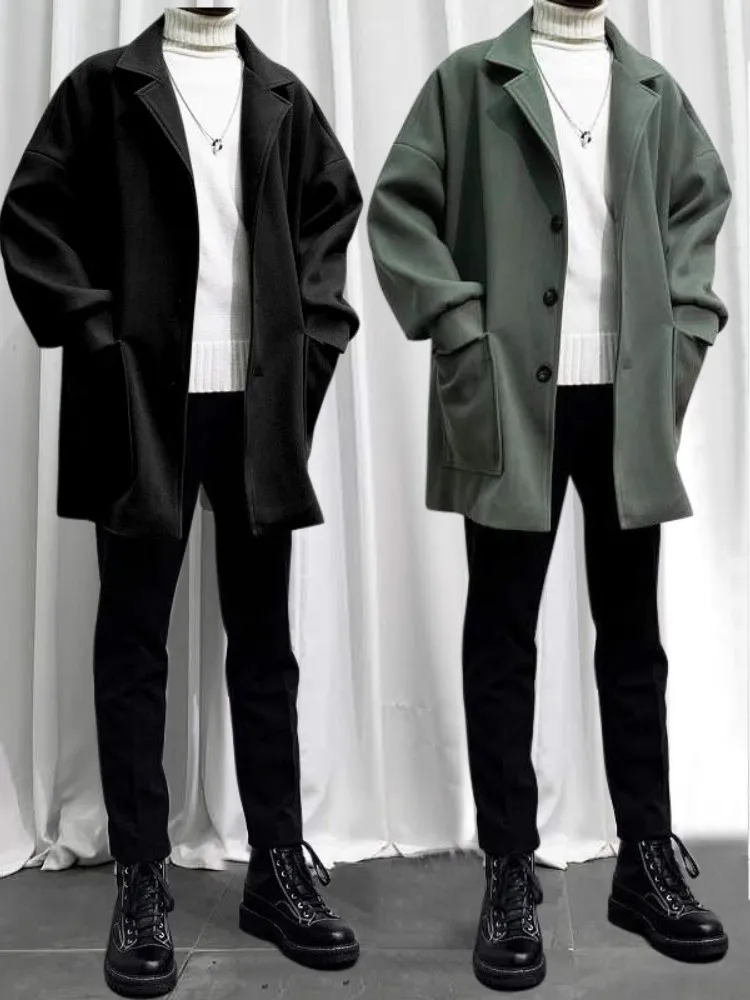 

Мужской повседневный комплект в гонконгском стиле из трех предметов: модный зимний наряд с курткой и длинными брюками, подходит для молодежи