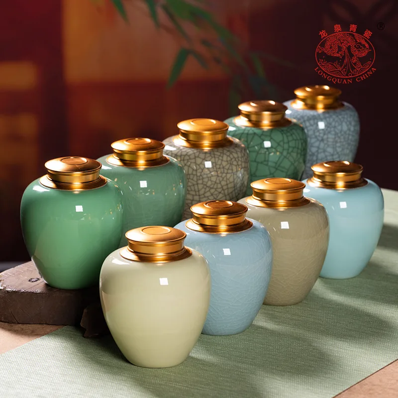 

Керамическая банка HYS Celadon большой емкости для чая, герметичная, для домашнего использования, высококачественная, для хранения черного чая и пуэра, пустая чайница