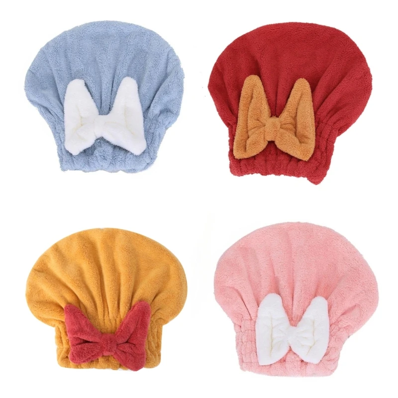 Asciugamano per capelli avvolgente in microfibra assorbente per capelli con accessorio da bagno con cappuccio a fiocco