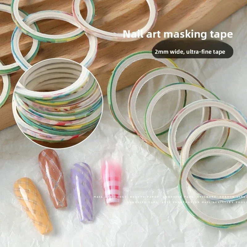 10Rolls Nail Striping Tape Checkered Lines 3d Nail Art Tool Color Rolls Tape Stripping Tape Adhesive Decorative Stickers Bulk