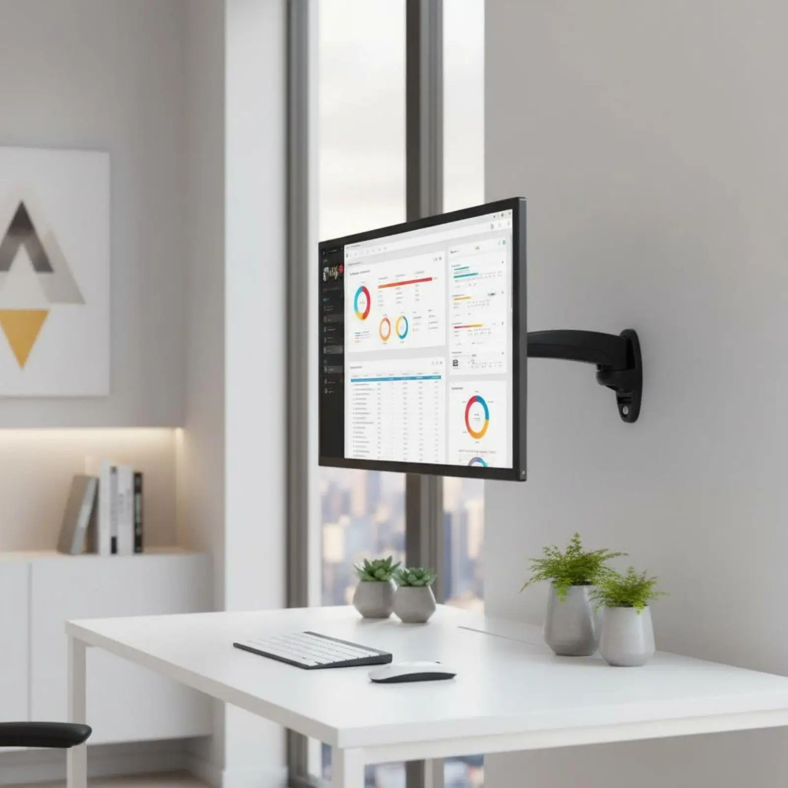 Adjustable Tilt Swivel Wall Mount Bracket for Computer Monitor and Small TV with Retractable Arm Support