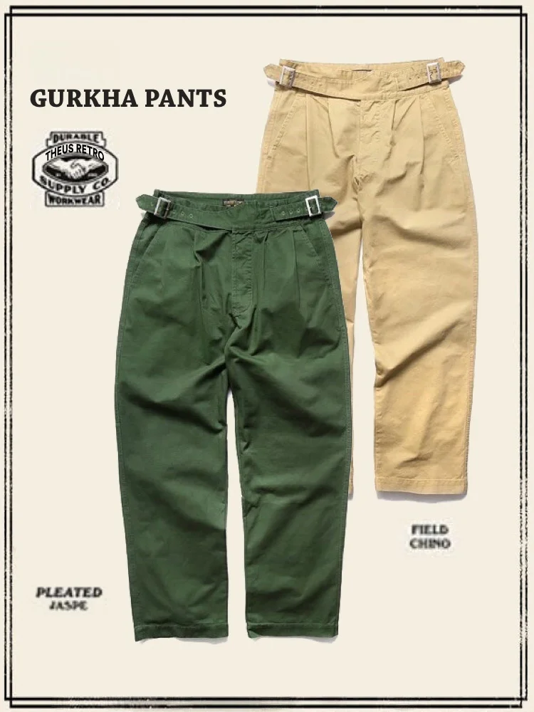 

Gurkha American Retro Casual Pants Khaki Military een Long Trousers Cotton Youth Summer Loose Fit Workwear Straight Leg
