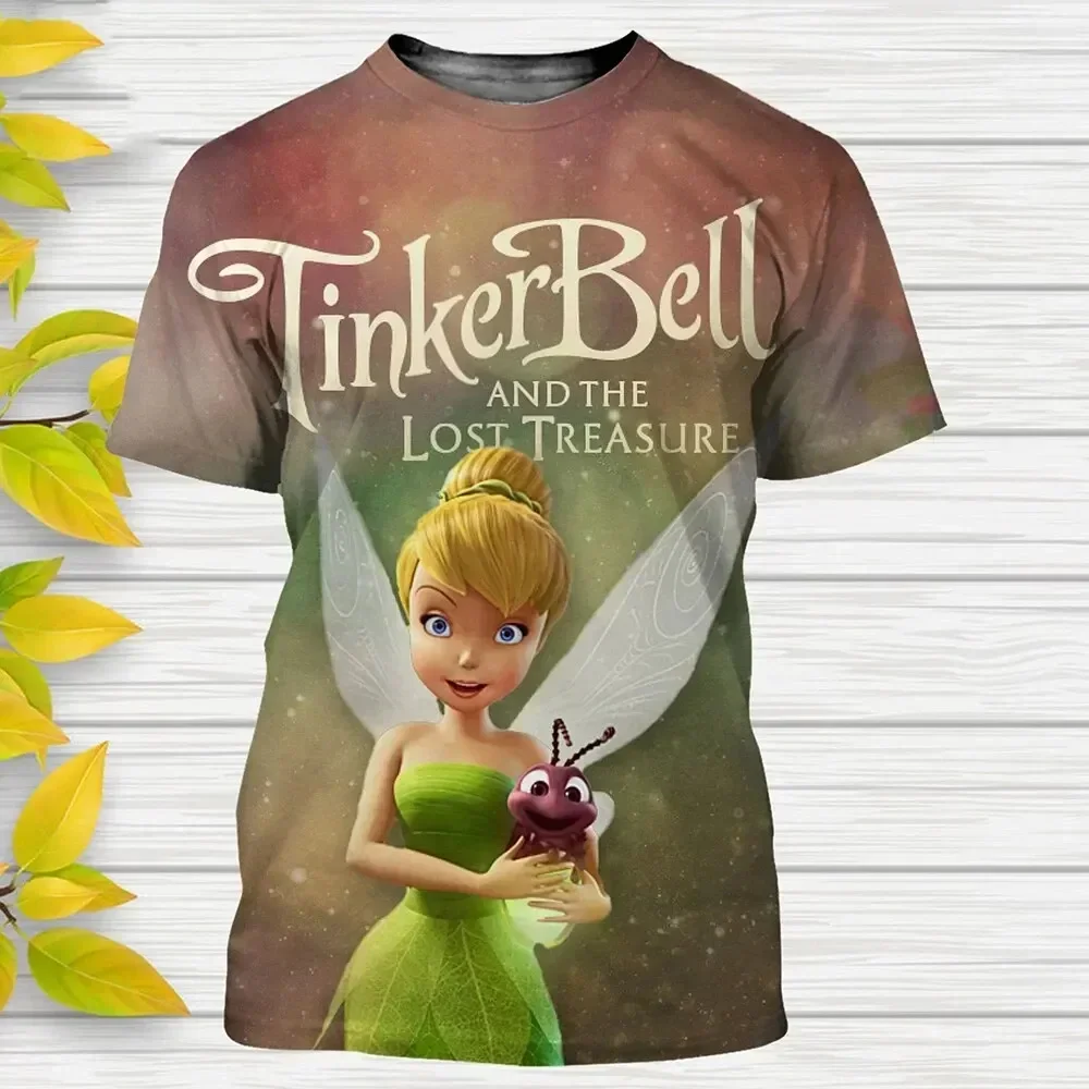 Tinker Bell Boys Girls T-Shirt Disney Men's T-Shirt 3D Print Cartoon Short Sleeve Oversized Men's T-Shirt Fashion Men's Clothing