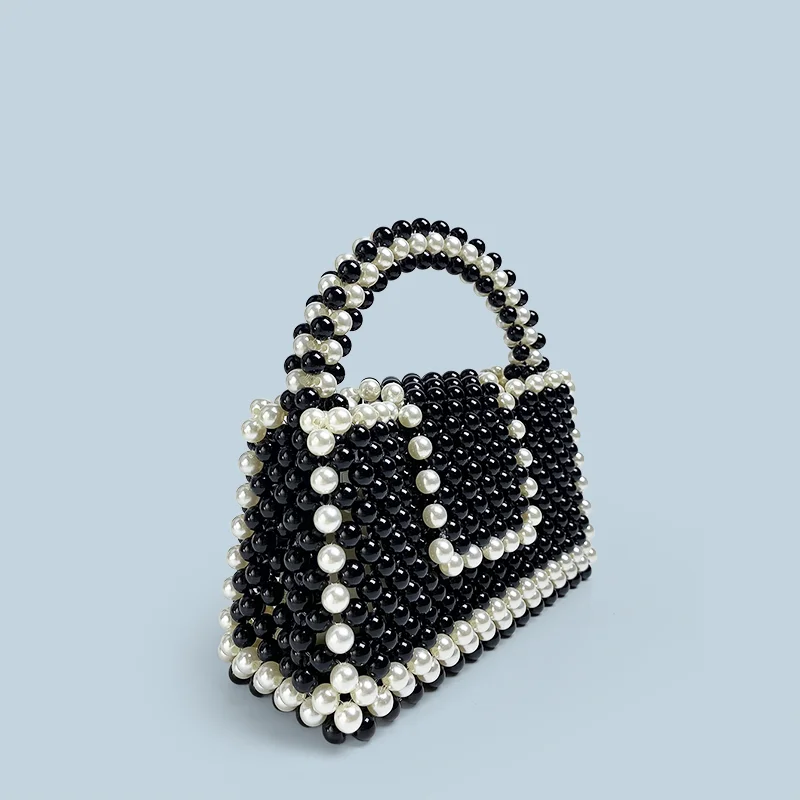 European and American style niche design, high-end texture, pure handmade bead color blocked flip handbag