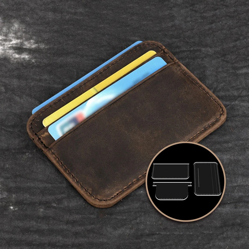 3pcs Leather Handmade Craft Mini Card Case Template
