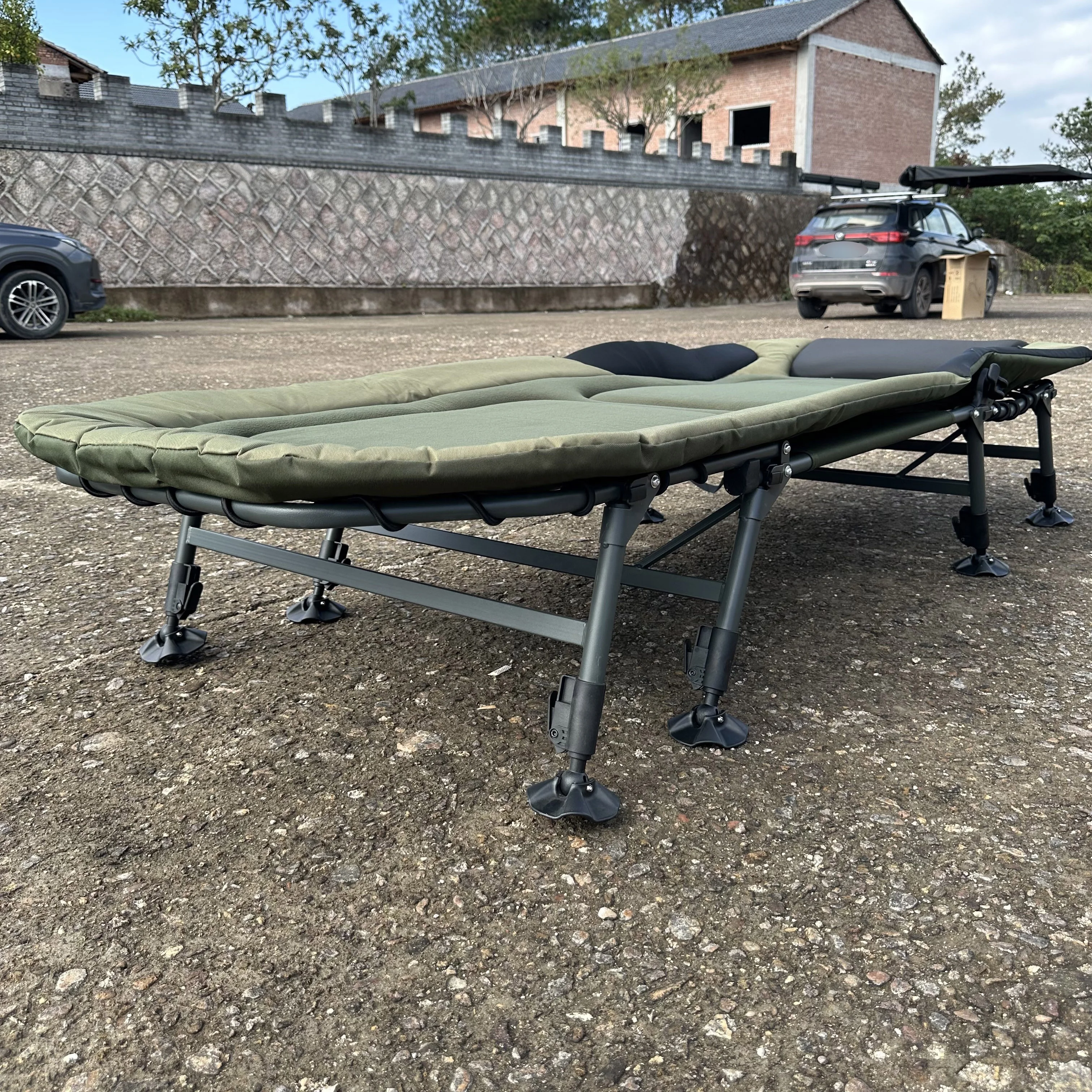 Professional Modern Foldable Carp Fishing Bed Chair Powder-Coated Steel Frame Massage Reclining For Outdoor/Indoor Use Living