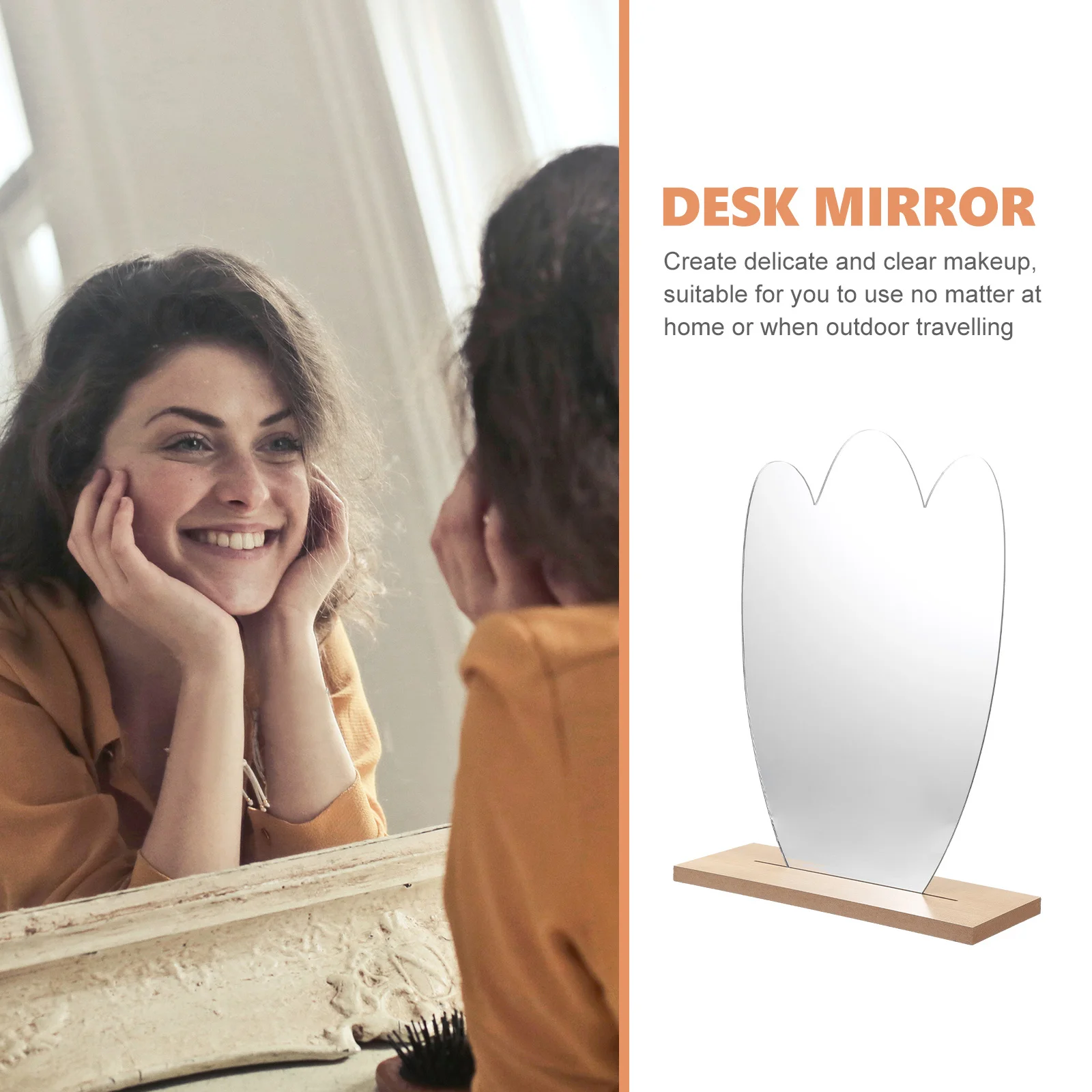 Miroir de maquillage irrégulier, décoration de bureau, outils en bois, grands miroirs esthétiques mignons, Table de chambre à coucher, bureau