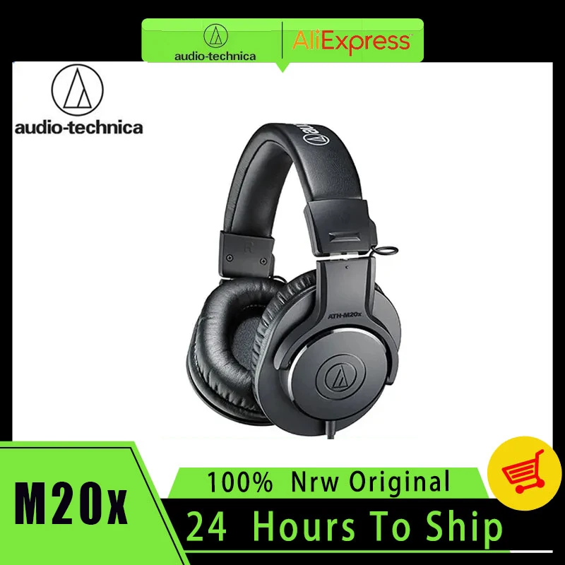 Audio Technica 100% New ATH-M20X Wired Professional Monitor Headphones Over-ear Deep Bass 3.5mm Jack Earphone Game Music Headset