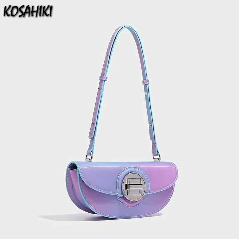 Y2k Aesthetic Space Gradient Underarm Bag Sweet Casual Korean Shoulder Bags Streetwear Luxury Design Women Handbags Crossbody