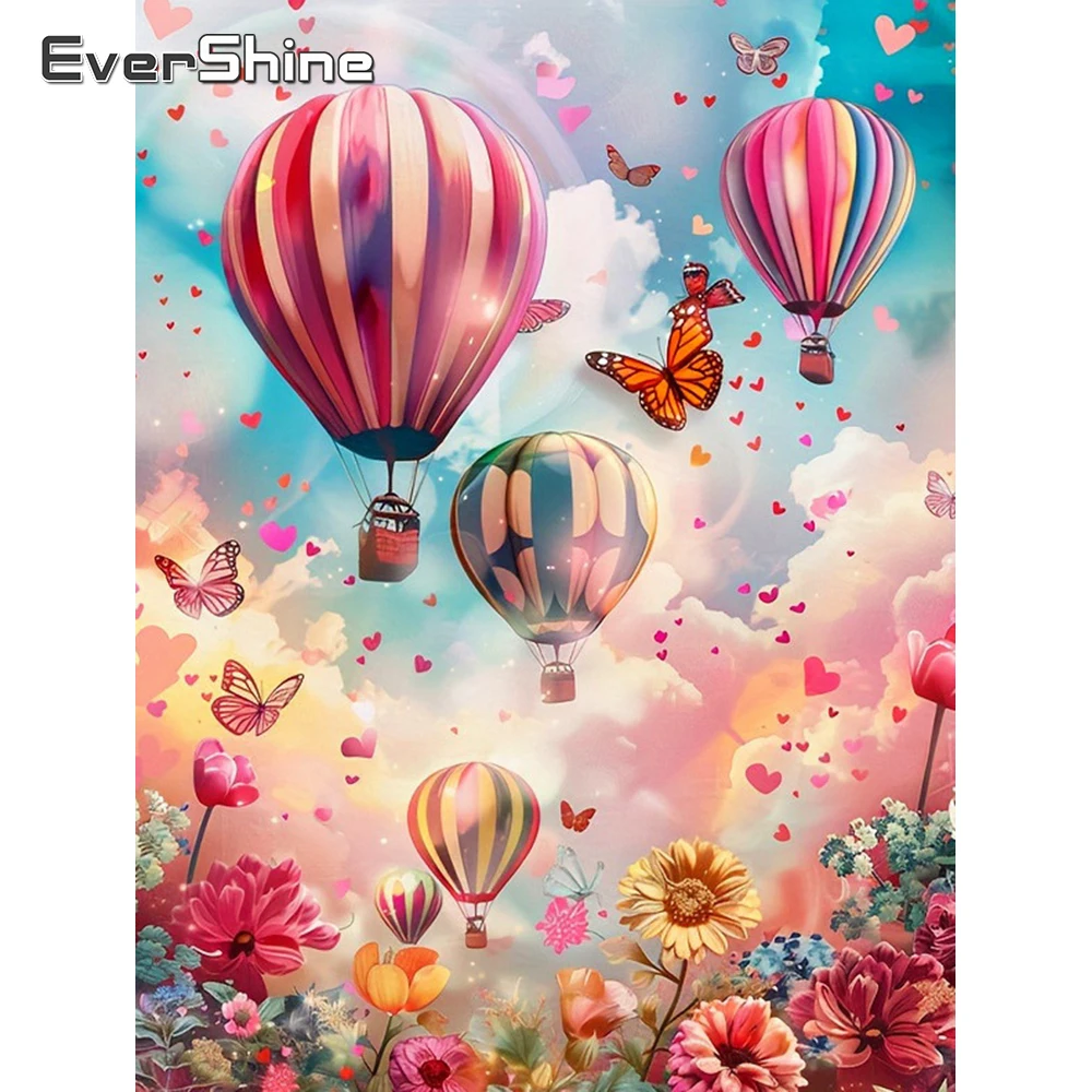 EverShine Diamant-Mosaik, Heißluftballon, voller Bohrer, quadratisch, Gemälde, Landschaft, Strasssteine, Blumenstich, Schmetterling, handgefertigtes Geschenk