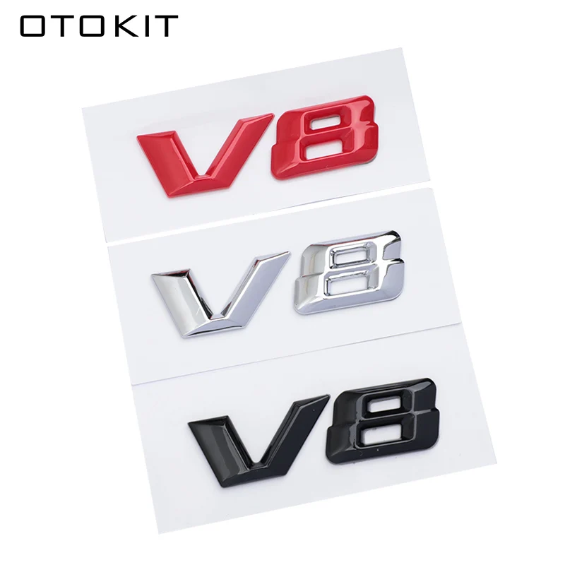 OTOKIT 3D ABS Chrome Letters Car Fender Badge Sticker V8 Emblem Logo For Mercedes Maybach S600 W222 S500 W140 CL600 M275 CLS63