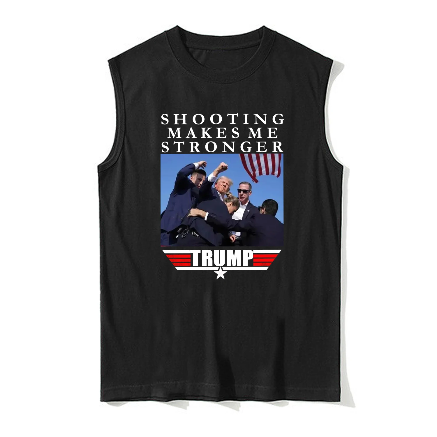 

Shooting Makes Me Stronger - 2024 Election Rally Trump Get Shot Tank Top 100% Cotton O-Neck Vests Casual Mens Sleeveless T-shirt