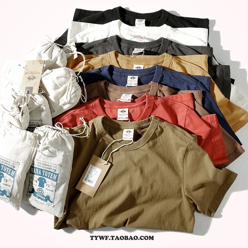 Camiseta de algodón sólido para hombre, camisa de manga corta con cuello redondo, absorbente de sudor desgastado, transpirable, Base que combina con todo, primavera, verano, nuevo