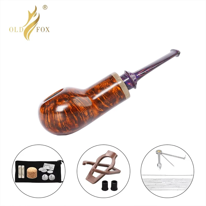 

OLD FOX Handmade Briar Tobacco Pipe Apple Shaped Pipe Military Insert Design Rubber Pipe Mouth Solid Wood Handle Colored