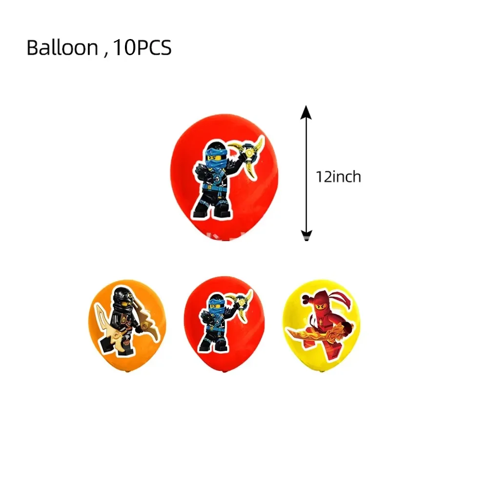 Geburtstagsparty-Dekorationsset: Ninjato-Becher, Teller, Banner, Schlüsselanhänger, Luftballons für Jungen, Kindergeburtstag, Babyparty, Fotokabinen-Requisiten