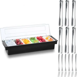 PizzAtHome 3/4/5/6 Section Pizza Seasoning Box ABS Plastic Ingredients Box Fruits Cheese Sauce Box Pizza Spice Jar Baking Tool