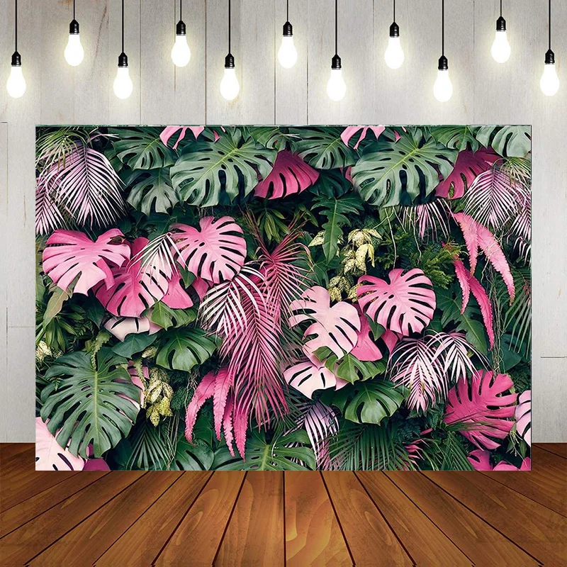 Tropical Palm Leaves Picture Photography Backdrop Hawaiian Party Decorations Jungle  Photo Background Birthday Supplies Banner