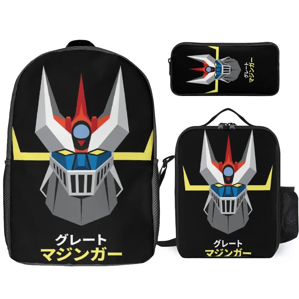 

Mechas 02 Mazinger Z Steel Jeeg Robot Kotetsu Dark Great 8 3 in 1 Set 17 Inch Backpack Lunch Bag Pen Bag Durable Pencil Case Co