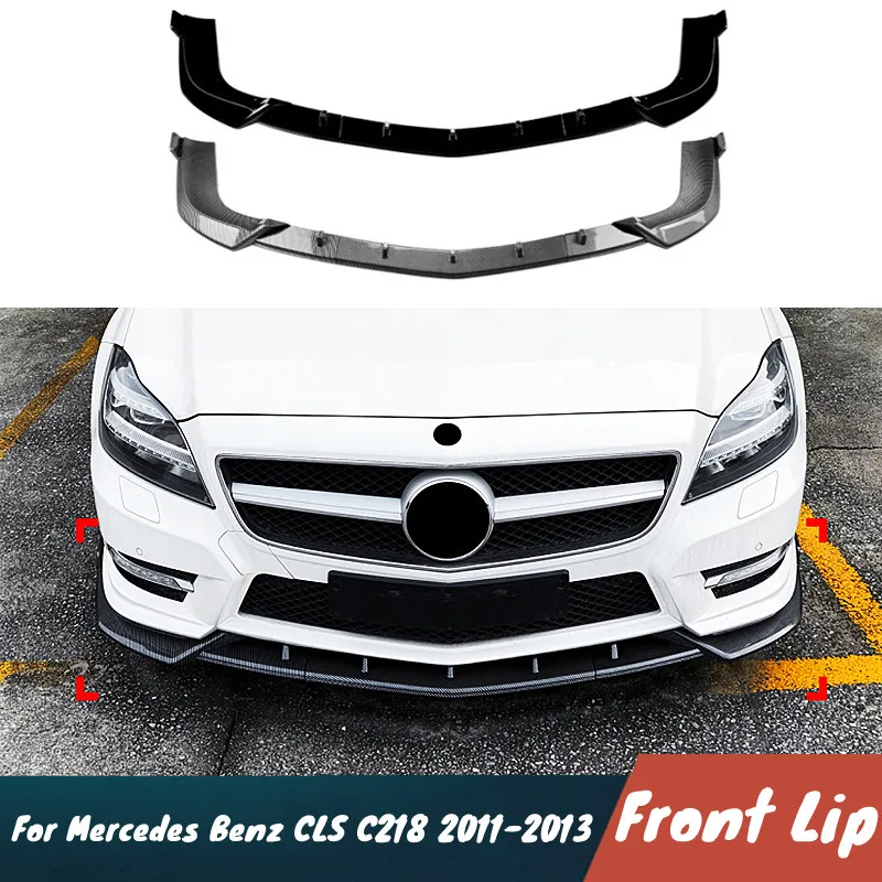 

For Mercedes Benz CLS C218 2011-2013 Car Front Bumper Splitter Lip Chin Spoiler Black Carbon Body Kit Guard Exterior Accessories