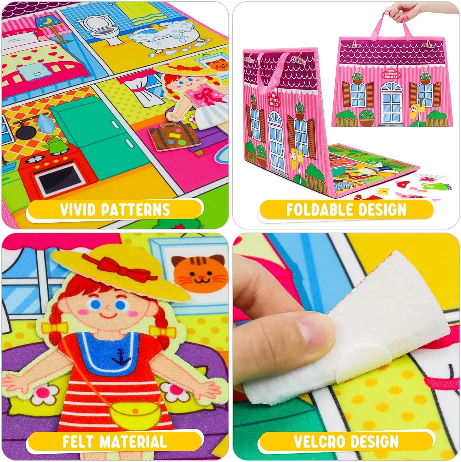 Toddler Dress Up House Busy Board Felt Story Books Fine Motor Skills Preschool Montessori Early Learning Sensory Toy For Girls