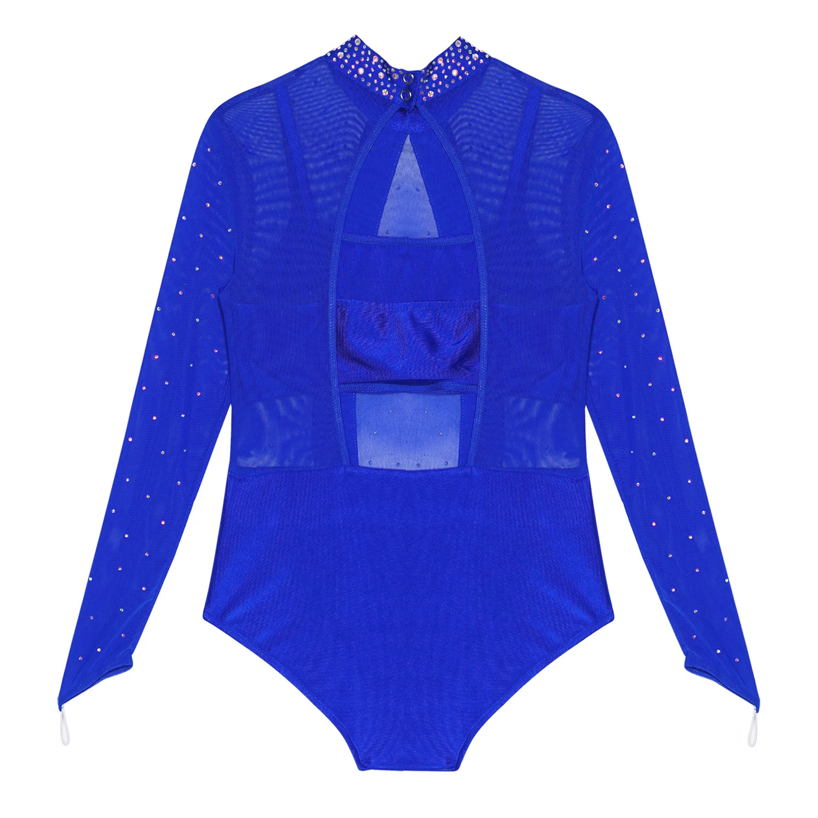 Niños Niñas gimnasia Ballet leotardo patinaje artístico mono manga larga diamantes de imitación malla transparente mono con camisola