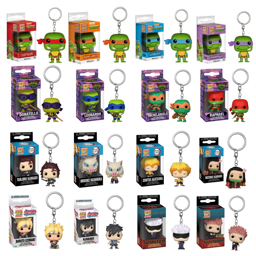 Funko pop Keychain Teenage Mutant Ninja Turtles Demon Slayer Jujutsu Kaisen BORUTO Vinyl Action Figures Toys