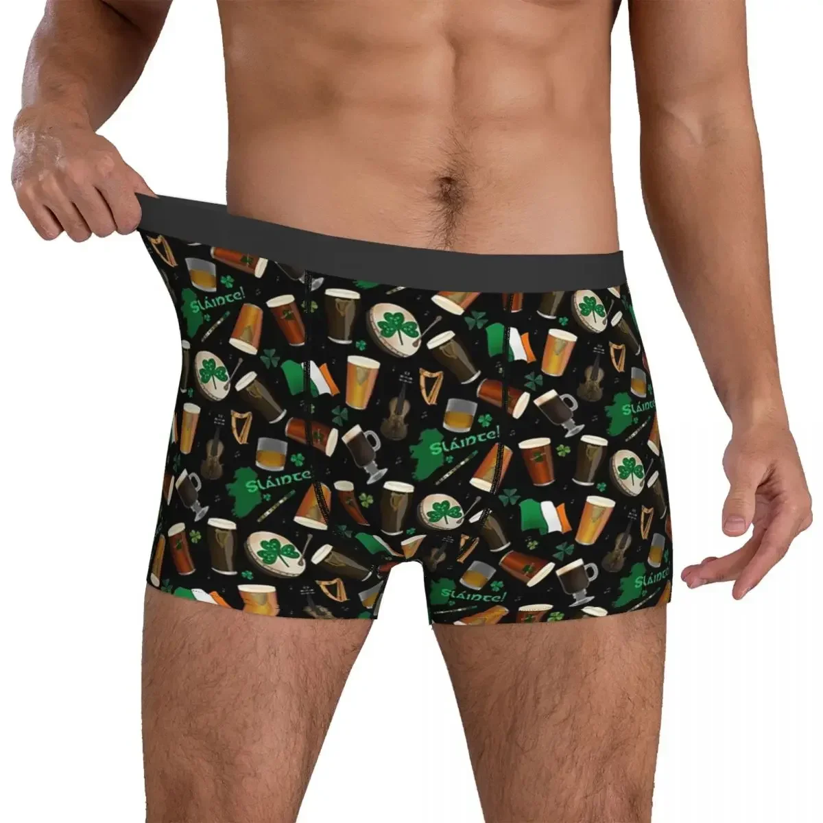 Cuecas boxer shorts irlandês pub calcinha homens ventilar roupa interior para homme homem namorado presentes