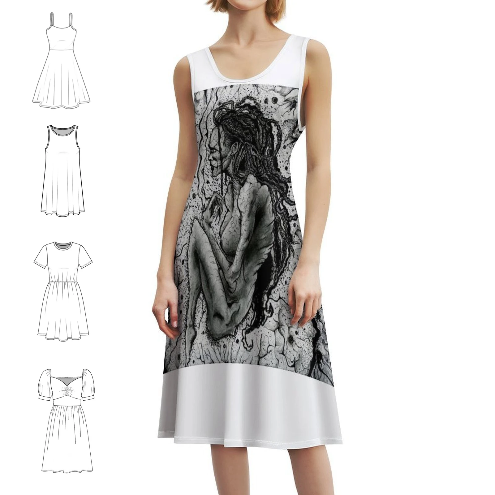 Vestido de fiesta de calle para mujer de novia cadáver, ropa de Club con estampado a la moda para mujer Delonte089, vestido abstracto de cadáver Death Metal