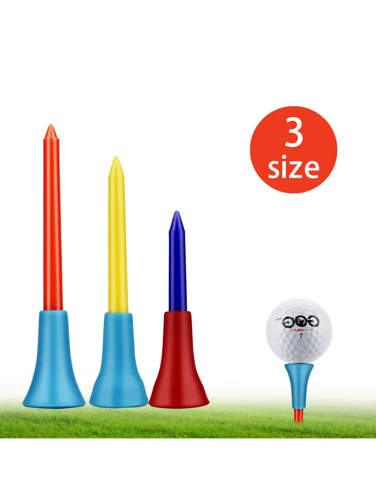 Rubber Cushion Top Plastic Golf Tees Mixed Colors Pack of 30pcs Plastic Golf Tees Random Color Golf Practicing for Golfer 3 size
