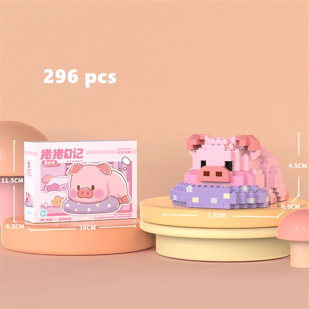 สร้างสรรค์สัตว์น่ารักหมู Building Blocks ชุด 3D มินิอิฐตัวเลขของเล่นสําหรับเด็กประกอบอิฐของเล่นเด็กชายและเด็กหญิงของขวัญ