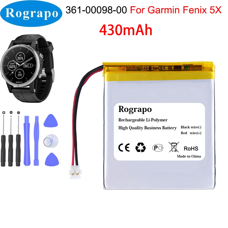 

New Replacement Watch Battery 361-00098-00 For Garmin Fenix 5X 430mAh + Free Tools