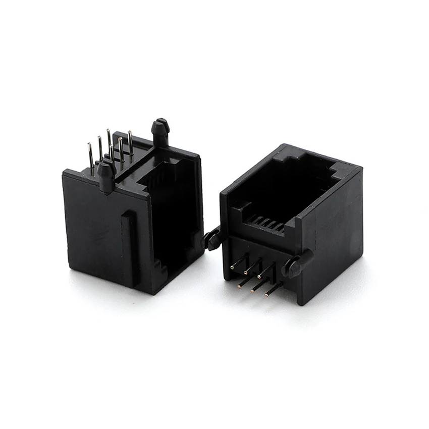 10 قطعة RJ11 6P6C PCB جبل الهاتف وحدات مقبس توصيل واجهة كريستال أنثى المقبس الهاتف ل التوصيل جاك أسود أبيض