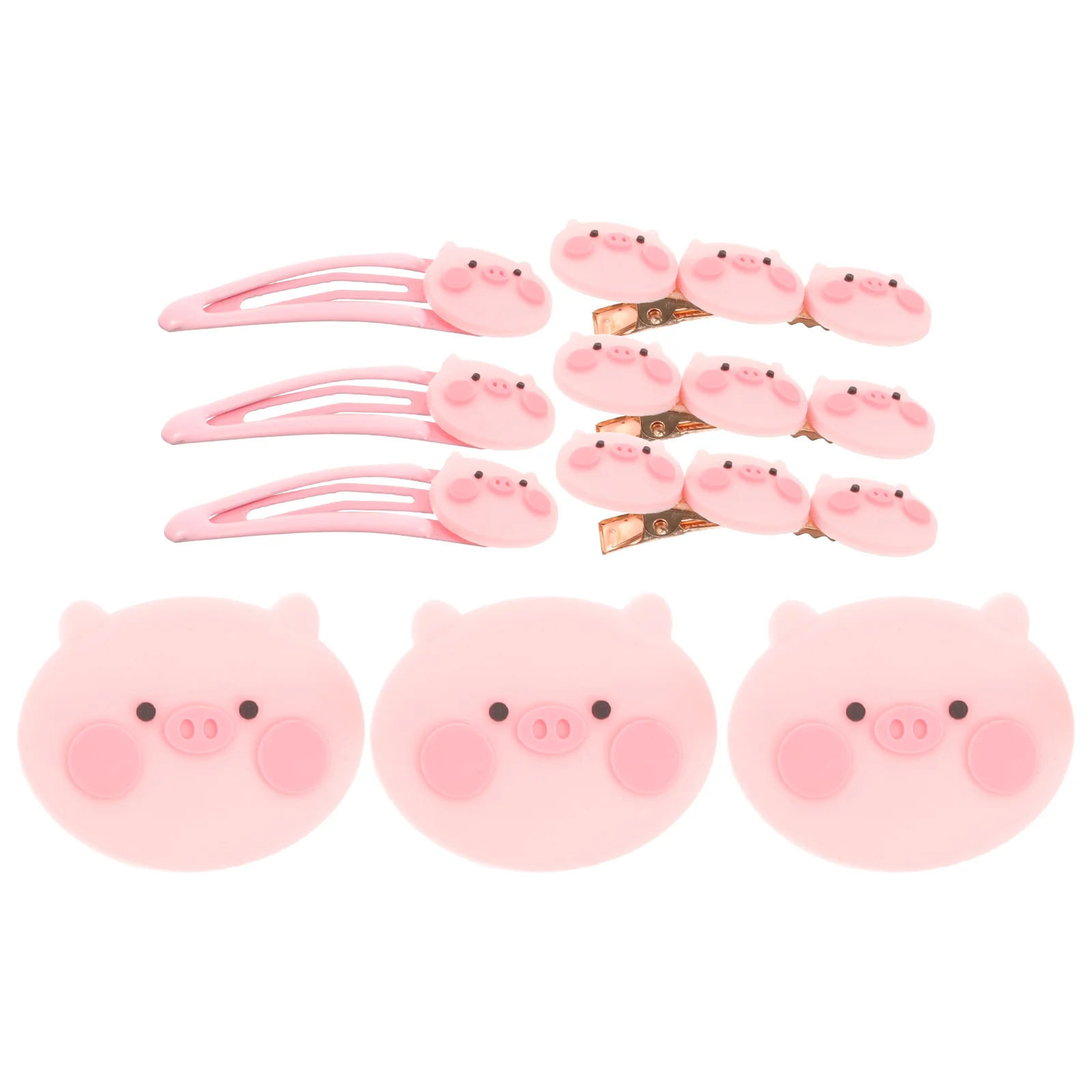 9 Pcs Hairpin Pig Hairpins Kids Cartoon Decor Metal Pink Resin Durable Environmental-friendly