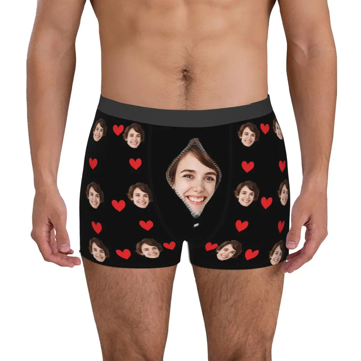 Men\'s Custom Personalized Face Photo  Long Underwear Fashion Boxer Briefs Shorts Panties Homme Polyester Underpants S-XXL