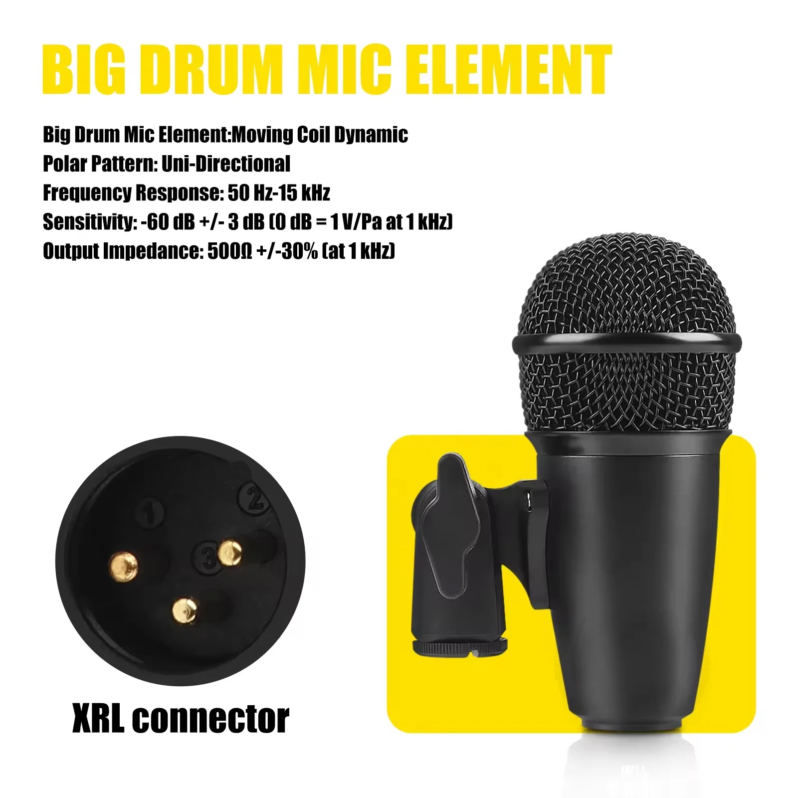 حار بيع توجيه قلبي طبلة معدنية ميكروفون مجموعة طبلة ميكروفون للعرض