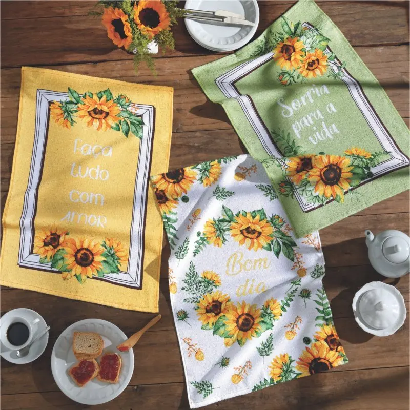 Döhler Printed Fry Cup Cloth-White Sunflower