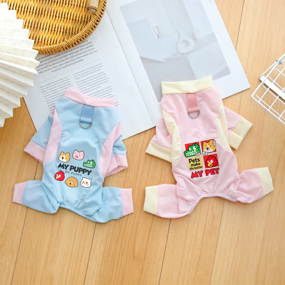 Ropa de Verano para Mascotas, Lindos Trajes de Dibujos Animados para Perros, Camiseta sin Mangas Transpirable y Refrescante, Calzado para Perros y Gatos