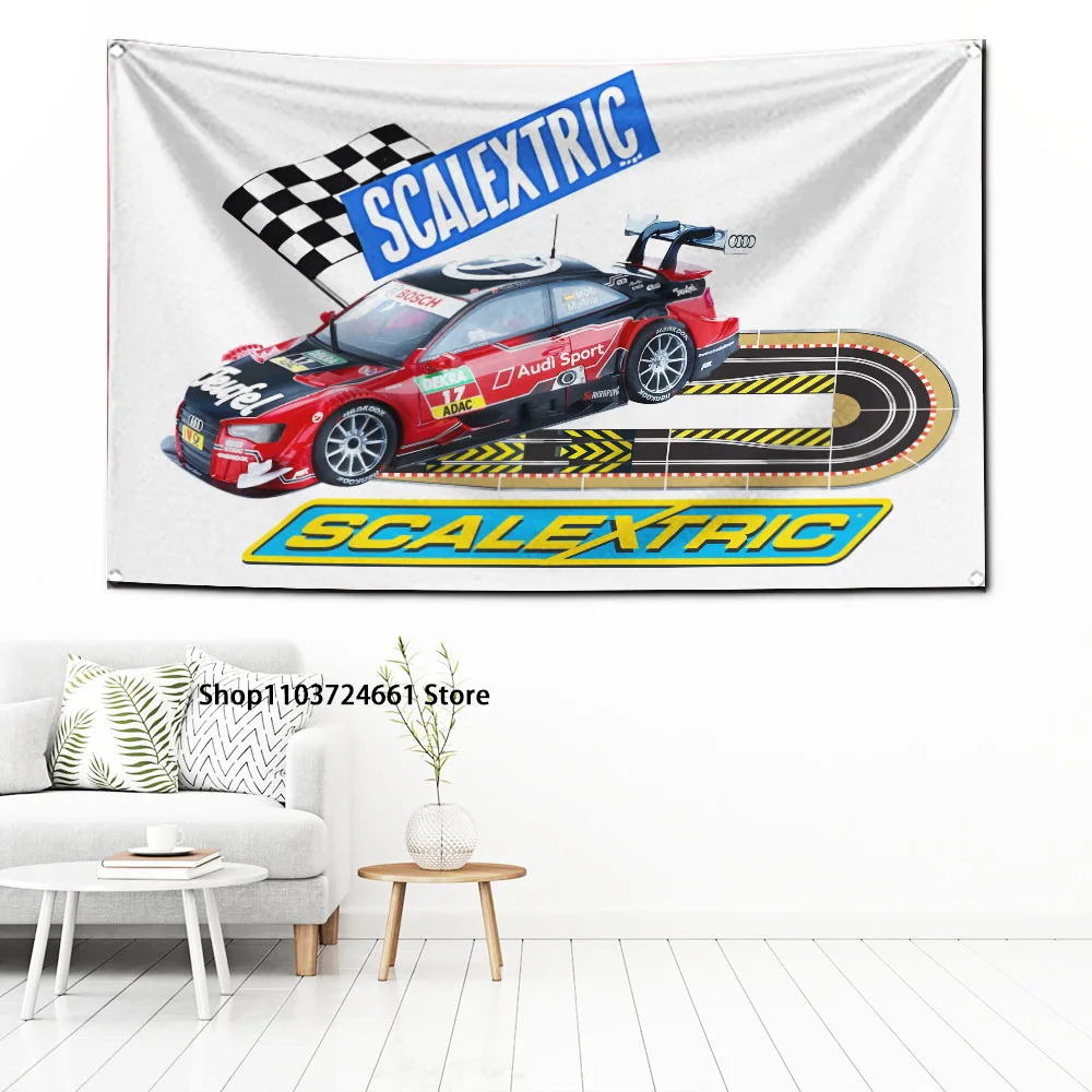 2024 Scalextrics Model Motor Racing Flag Polyester Digital Printing Banner for Garage Wall Art Out Door Decoration