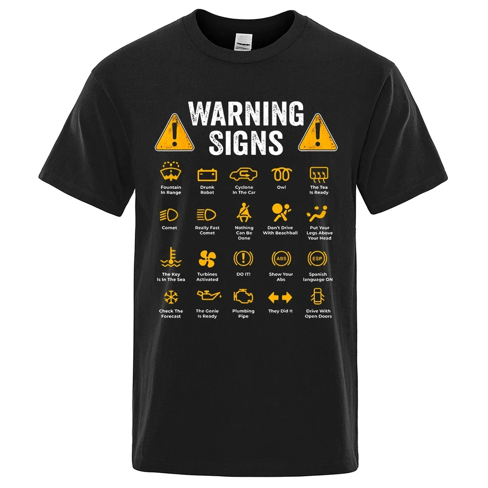 Cotton Mens Tops Tees Casual Oversized Funny Driving Warning Signs 101 Auto Mechanic Gift Driver T-Shirt Fashion Casual T Shirt