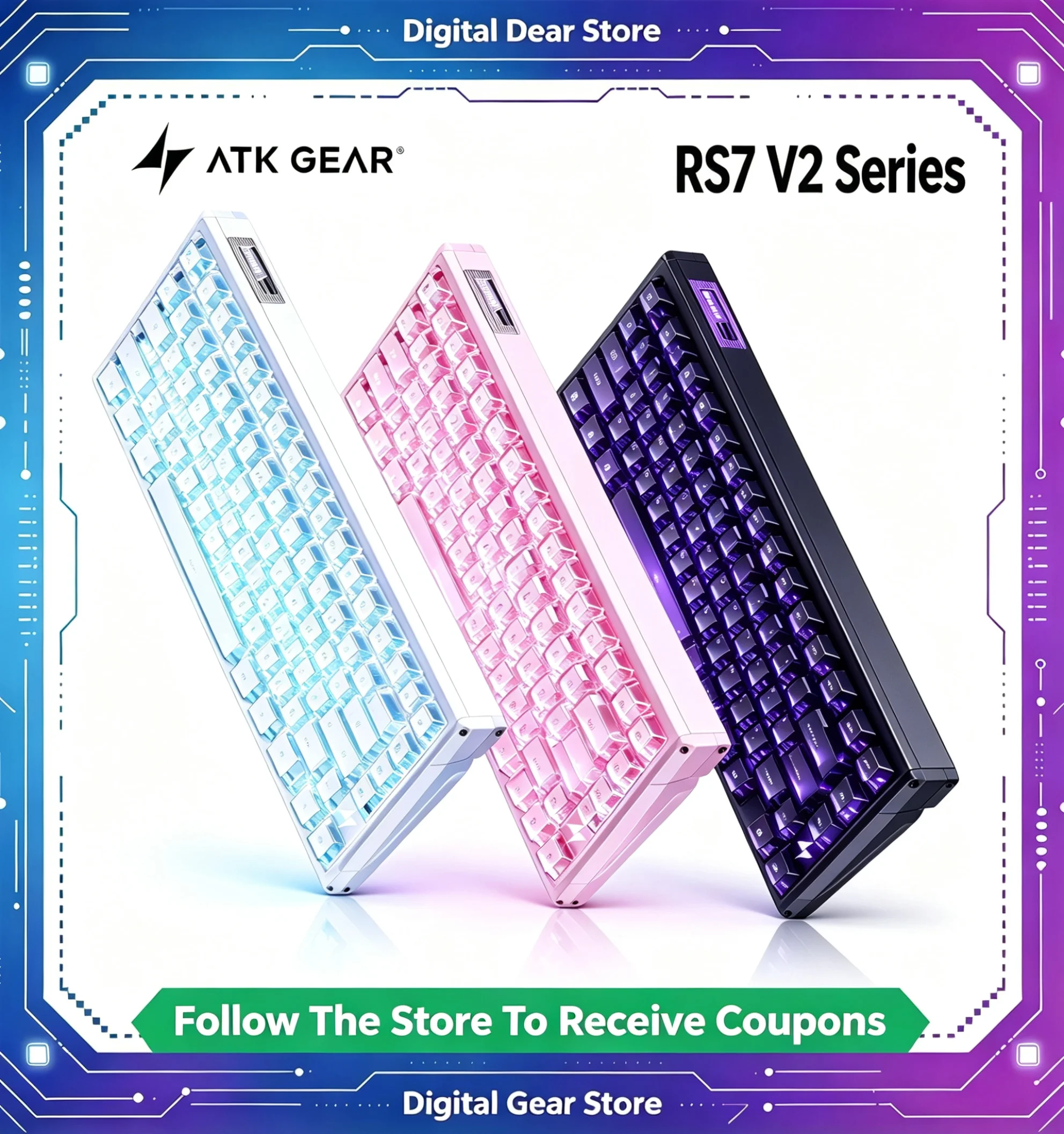 ATK RS7 V2 Ultra Wired Mechanical Keyboard Hall Effect Switch Full Aluminum Alloy 8K Polling Rate RGB Backlight Low Latency Game