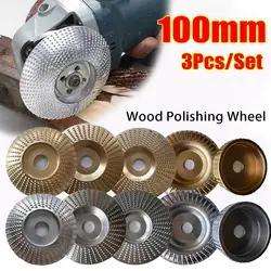 1/3Pcs Wood Grinding Wheel Angle Grinder Rotary Disc Wood Carving Sanding Carbon Steel Arc/Flat/Bevel Disc Abrasive Tool