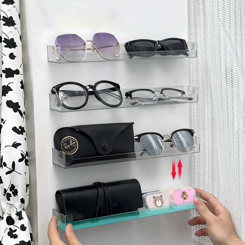 Glasses Storage Wall Shelf PET Storage Rack Sunglass CD Holder Toys Dolls Dispaly Stand Transparent Wall Mounted Storage