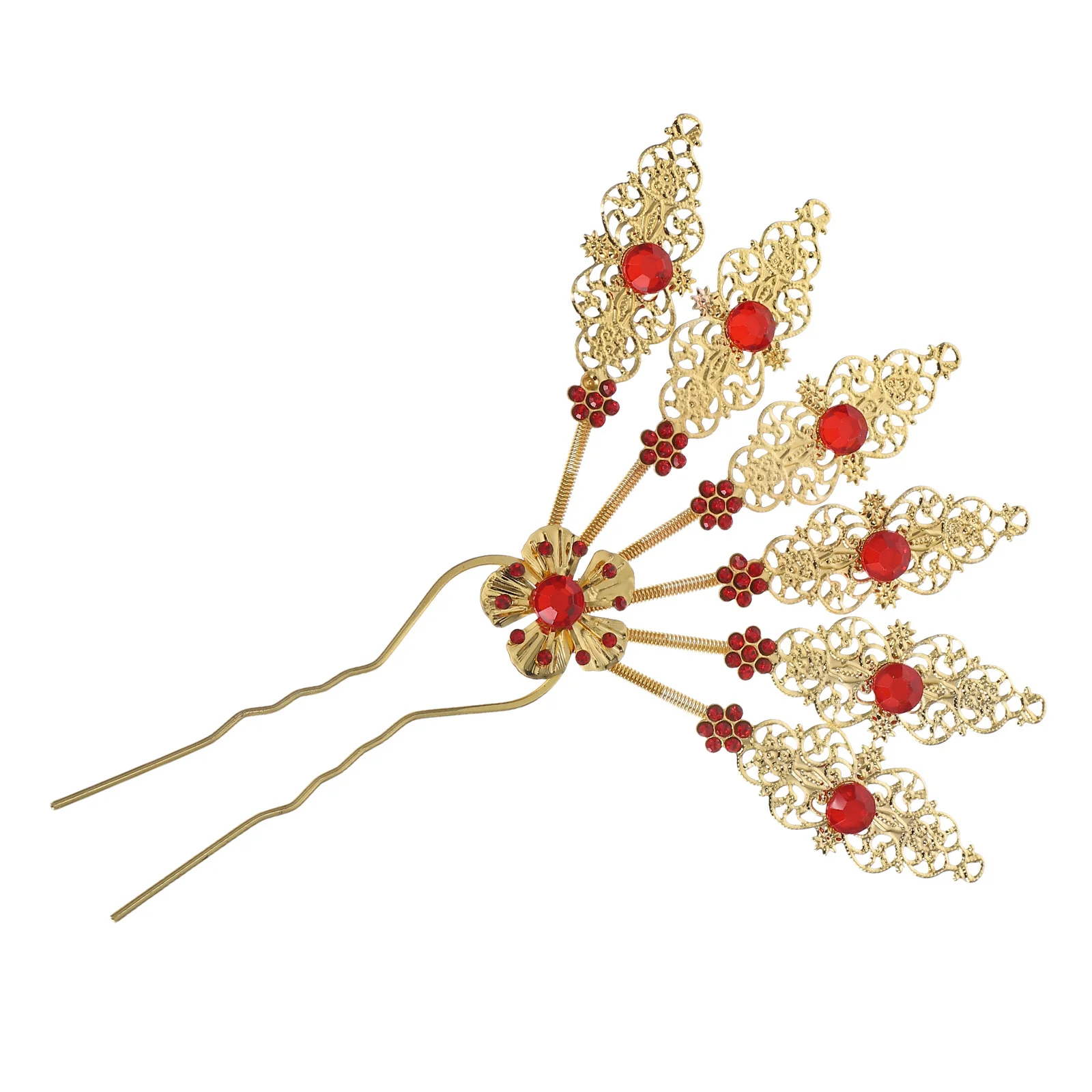 

Vintage Gold Leaf Hairpin Rhinestone Metal Ancient Chinese Hair Fork Bridal Wedding Jewelry Accessories for Cheongsam Bun Updo